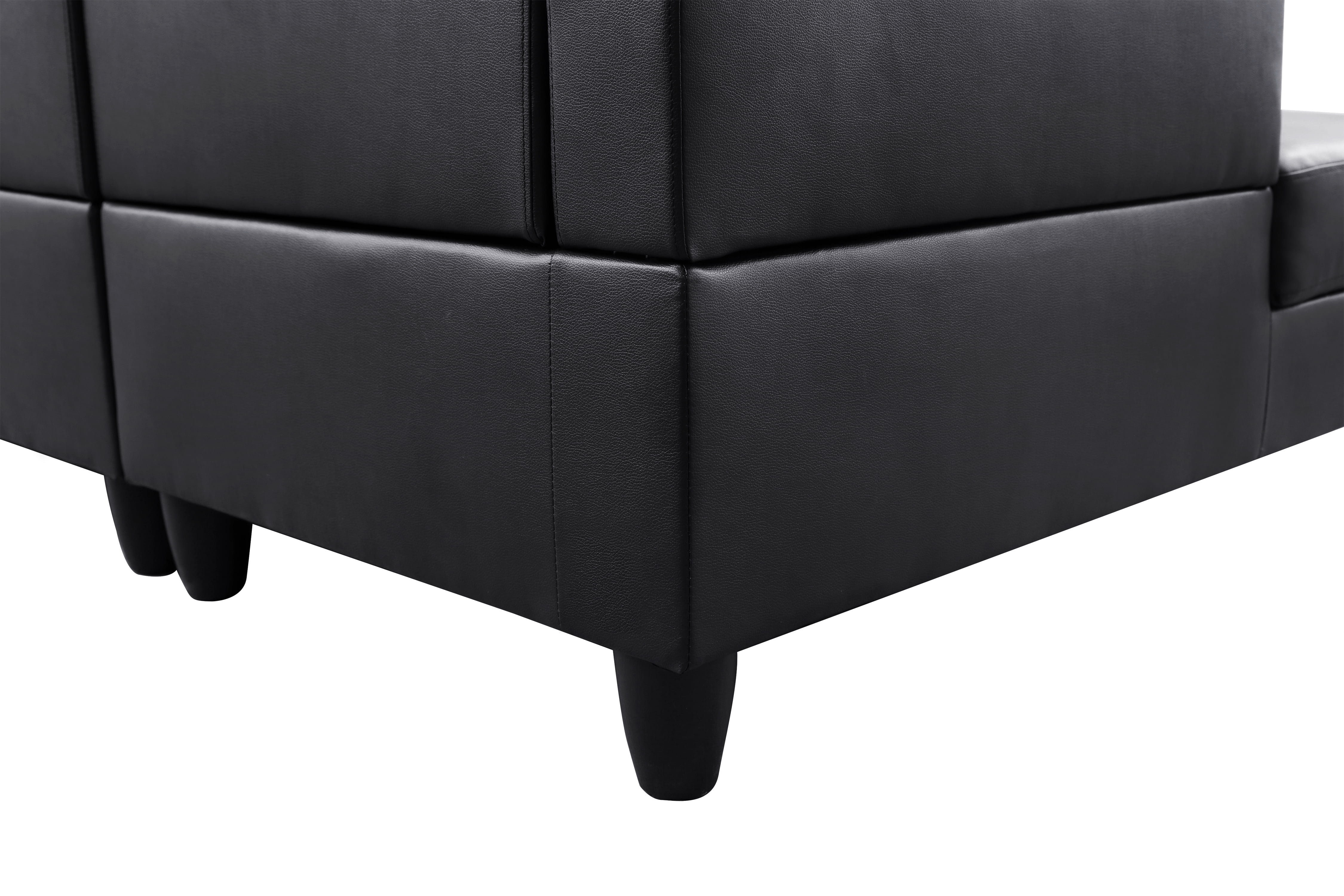 MAYEERTY Superior Black Semi-PU Modern Adult Couch Living Room Sofa Set