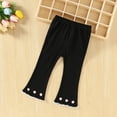 thumbnail image 2 of CPNG Girls Ruffle Leggings Bell Bottom Flare Pants Toddler Baby Girls Solid Color Stretchy Bell Bottoms Trousers(Black,2-3 Years), 2 of 8