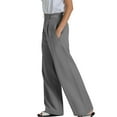 thumbnail image 5 of Prolriy Business Casual Pants for Women, Womens Daily Elastic Waist Pockets Straight Solid Color Casual Pants Loose Long Trousers Women's&nbsp;Pants Work Pants Women Grey XXL, 5 of 8