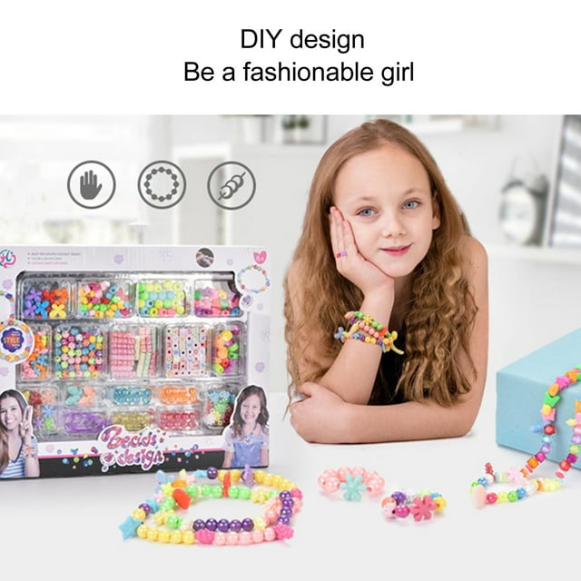 Juego De Cuentas Para Niños, Kit Para Hacer Pulseras, Mejora La Imaginación, Cuentas De Letras Estéticas Con Hilo De Cristal Sintético Para Hacer Pulseras Para Niñas