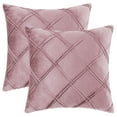 thumbnail image 2 of Funda de almohada decorativa REGALWOVEN con pliegues en forma de diamante, 2 piezas, color sólido, lujosas fundas de almohada texturizadas, rosa, 18" x 18", 2 of 6