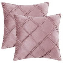 Unique Bargains 2 Diamond Pinch Pleated Solid Decorative Textured Throw Pillow Covers Pink 18" x 18"