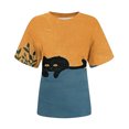 thumbnail image 4 of Qiopertar Blouse à Manches Courtes Imprimée Décontractée Style Mignon pour Femmes, Col Rond, Grandes Économies de Vacances! Liquidation à Moins de 5$ Livraison Gratuite, 4 of 6