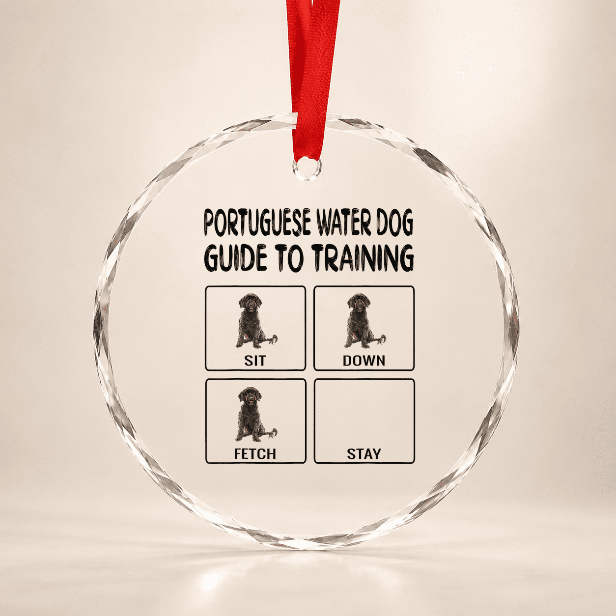 Portuguese Water Dog Guide To Training Dog Obedience Glass Ornament