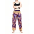 thumbnail image 2 of Bohotusk Purple Peacocks Eye Elasticated Smocked Waist Womens Harem Pants S/M Only, 2 of 8
