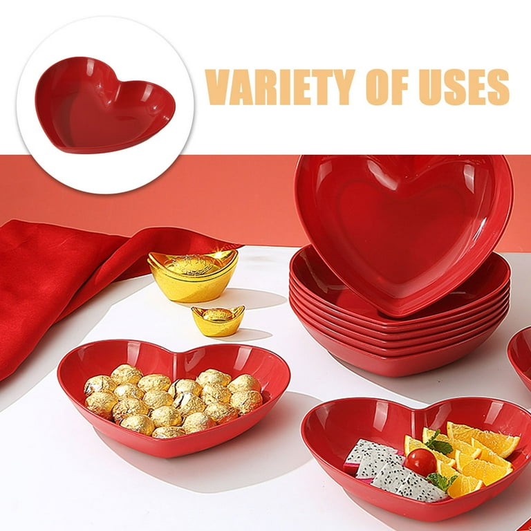 Heart Shaped Plate Serving Dish Bandejas Para Comida Red