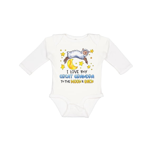 Inktastic I Love My Great Grandpa to the Moon and Back Cute Sheep Boys or Girls Long Sleeve Baby Bodysuit