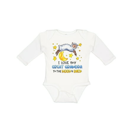 

Inktastic I Love My Great Grandpa to the Moon and Back Cute Sheep Gift Baby Boy or Baby Girl Long Sleeve Bodysuit