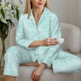 thumbnail image 6 of Uemuo Blue Bright Pattern Womens Pajama Sets,PJ Set for Women,Pajamas for Women Logo,Long Sleeve Pajama Set for Women,Soft Long Sleeve Top With Pants-Medium, 6 of 9