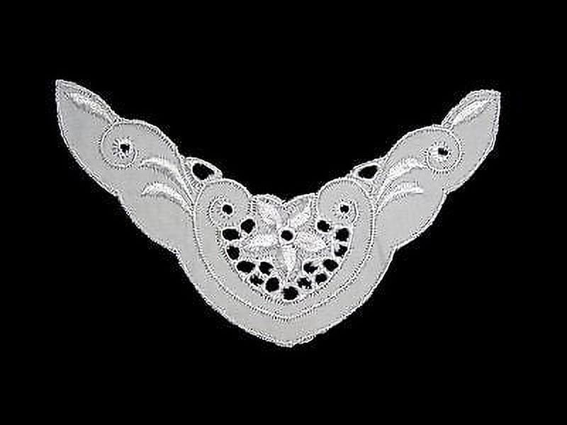 Lily 5.75"x1.75" White Black Cotton Embroidered Bodice Fine Lace Motif by Piece