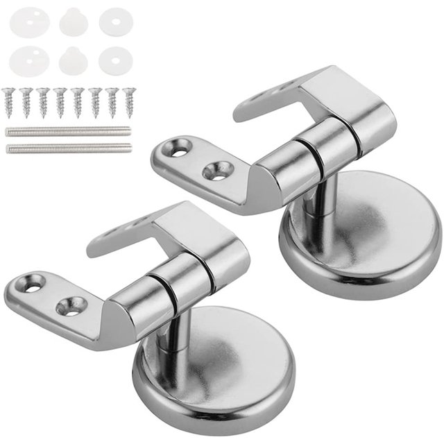 Bisagra para Asiento de Inodoro Fijación Universal para Inodoro, Bisagra de Reemplazo para Asiento de Inodoro Cromado Resistente a la Corrosión con Pernos y Tuercas 2 Piezas Plata LingWen 9024715627957
