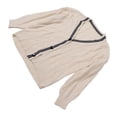 thumbnail image 2 of Suéter abierto Nikou para mujer con botones cuello en V manga larga suelto transpirable color beige talla única, 2 of 15