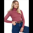 thumbnail image 3 of Suéteres Acanalados para Mujer, Lindos Suéteres de Punto de Cuello Alto, Ajustados y Cálidos Rojo Ladrillo un Tamaño, 3 of 9