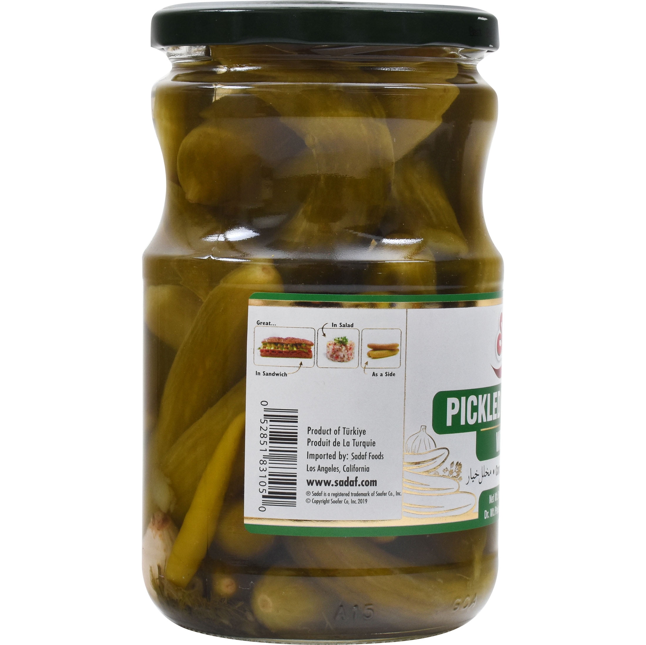 Sadaf Pickled Whole Cucumbers with Dill, 670g
