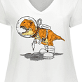 thumbnail image 4 of Inktastic Space Science Fiction Day Astronaut Dinosaur Women's Plus Size V-Neck T-Shirt, 4 of 5