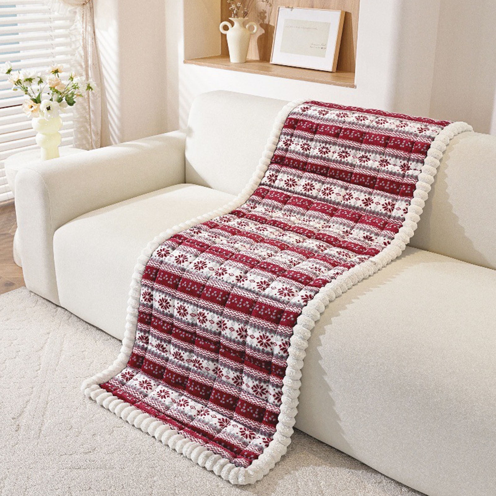 Taotanxi Thick Plush Sofa Cover, Non-Slip Pet Couch Cover for 1-3 Cushion Sofa, Christmas Couch Covers Protector for Dogs & Cats, Machine Washable
