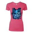thumbnail image 2 of Wild Bobby, Tiger In The Snowy Night Animal Lover Womens Slim Fit Junior Tee, Hot Pink, Medium, 2 of 3