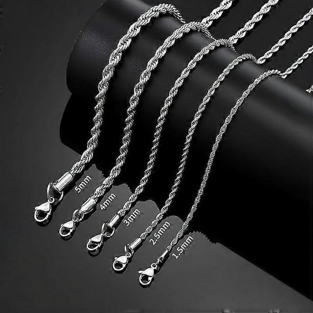 18k Real Gold Plated Rope Chain 5mm Stainless Steel Twist Chain Necklace for Men Women 16 Inches