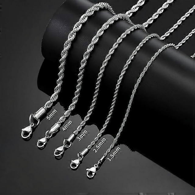 18k Real Gold Plated Rope Chain 5mm Stainless Steel Twist Chain Necklace for Men Women 16 Inches
