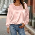 thumbnail image 1 of TaTaai 2026 Fall Women’s V Neck Satin Tee Long Sleeve Loose Blouse Casual Solid Color Fashion Top Silky Polyester Daily Shirt Gift, 1 of 6