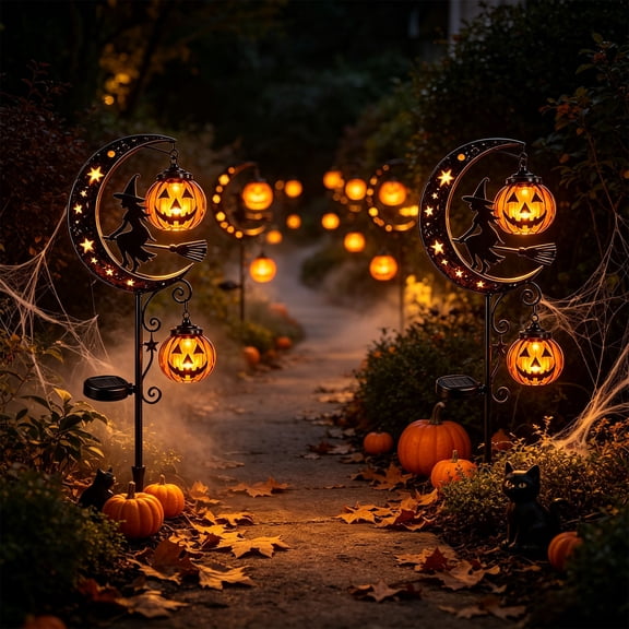 Solar Halloween Garden Stake Light, Ghost Pumpkin LED Yard Decoration, Waterproof Outdoor Light for Garden Patio 11.81x6.69x2.76in
