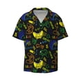 thumbnail image 2 of Lsque Game Play print Men's Cuban Collar Short Sleeve Shirt Summer Beachwear Casual Button Down Fashionable Vacation Leisure Shirt-Large, 2 of 7