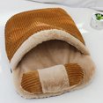 thumbnail image 2 of Methold Nido para gatos semicerrado que mantiene el calor en invierno, saco de dormir para mascotas para gatos pequeños, nido para gatos Suministros para perros caqui 65*50cm, 2 of 6