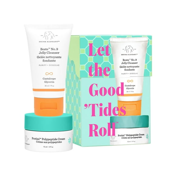 Drunk Elephantâs Let the Good âTides Roll - Gel Edition Essentials Kit: Travel -Size Protini Polypeptide Cream and Beste No. 9 Jelly Cleanser