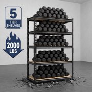 TrumanPick Storage Shelves 5 Tier Garage Metal Storage Shelving Unit Heavy Duty Utility Shelf Rack 36 W x 15.98 D x 72 H 2000lbs, Black