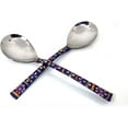 thumbnail image 3 of Rastogi Handicrafts Copper Bamboo Hand Painted Meena Work Dinnerware flatware serving spoon utensils Set Of Two (Blue), 3 of 4