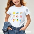 thumbnail image 5 of hengsof Girls Cute Printed Short Sleeve T-Shirt Back-to-School Themed Fashionable Crew Neck Top Sizes 3-15 Years, 5 of 7
