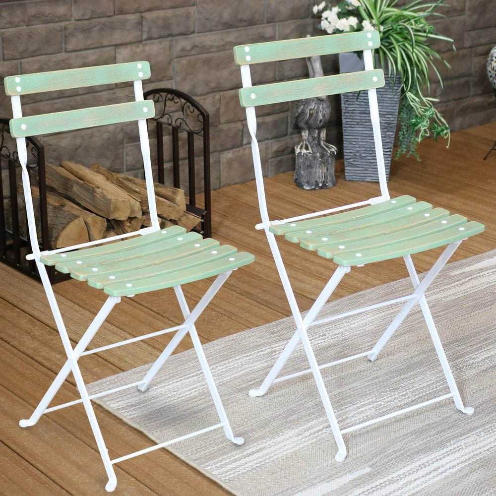 Sunnydaze Classic Cafe European Chestnut Wooden Folding Bistro Chair