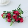 thumbnail image 3 of Artificial Flowers Fake Silk Rose for Decoration Small Roses Blooming Faux Flower Bouquet with Stem for DIY Vase Home Wedding Party, 3 of 8