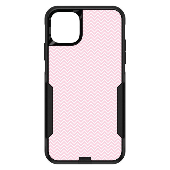 DistinctInk Custom SKIN / DECAL compatible with OtterBox Commuter for iPhone 11 Pro MAX (6.5" Screen) - Pink & White Thin Chevron Pattern