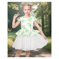 thumbnail image 2 of Sunny Fashion Girls Floral Peplum Dresses Tulle Green And White Short Cap Sleeve 8 Years, 2 of 6