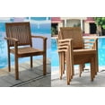 thumbnail image 3 of Teak Dining Set:2 Seater 3 Pc - 36" Round Table And 2 Leveb Stacking Arm Chairs Outdoor Patio Grade-A Teak Wood WholesaleTeak #WMDSLV1, 3 of 4