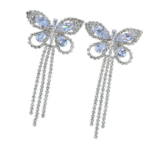 Yokua Alloy Butterfly Shape Nipple Covers Pasties with Rhinestones Tassels for Women