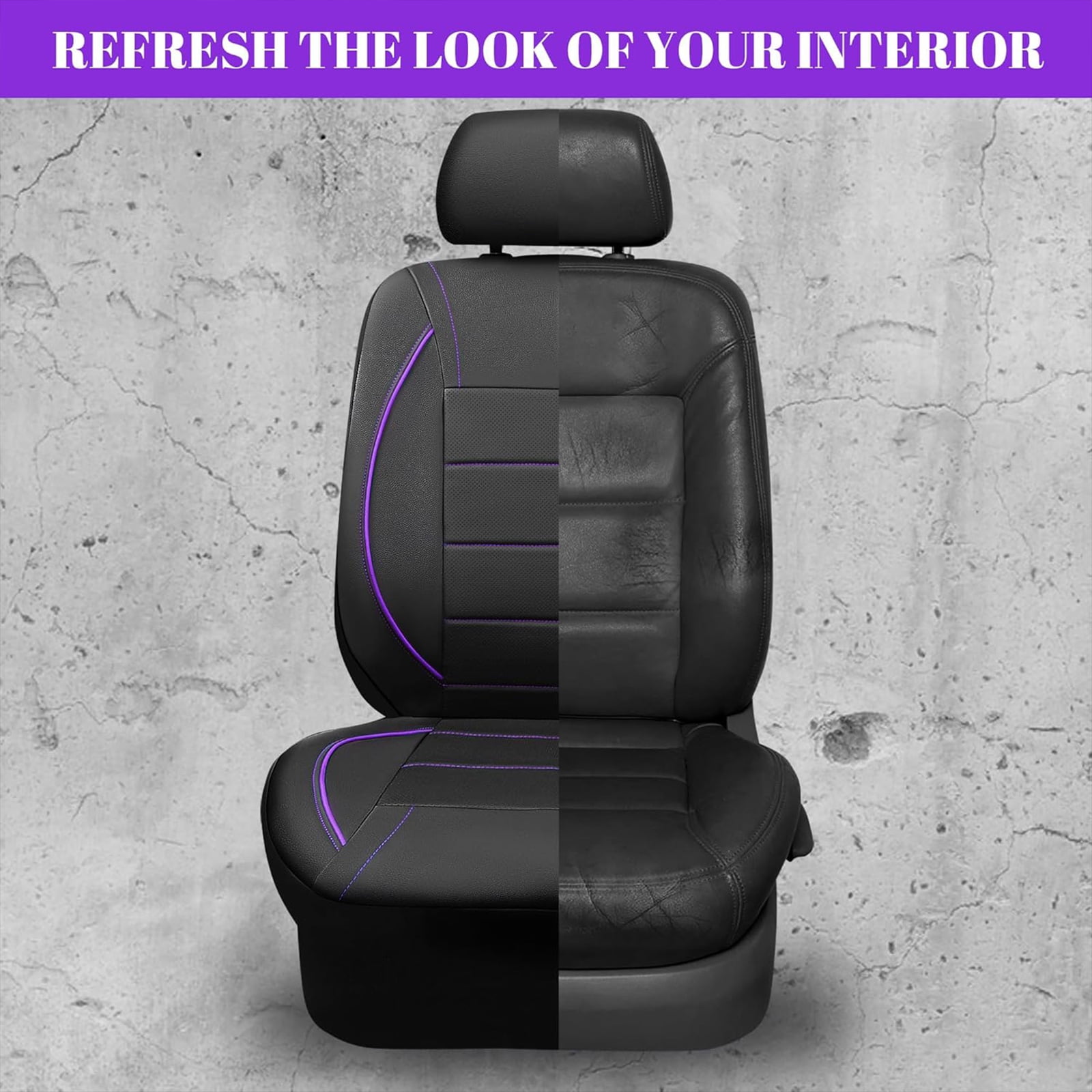 CAR GRAND Faux Leather car seat covers front pair breathable universal fit airbag compatible car, SUV, truck and van Purple