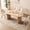 Boucle Beige Chairs, variant on 71" Natural Large Dining Table Set for 4 Modern Kitchen Table with Beige Boucle Upholstered Kitchen Chairs Set of 4