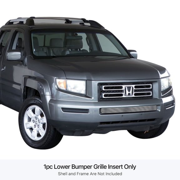 APS 2005-2008 Honda Ridgeline 1 Center PC (Will Not Fit Vehicles With OE Chrome Bumper Package) Stainless Steel Billet Grille 8x6 horizontal billet