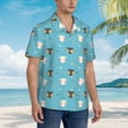 thumbnail image 2 of Wukai Cat Fish Men's Hawaiian Shirt Short Sleeve Casual Button Down Summer Beach Aloha Shirt Tropical Print Holiday Party, 2 of 8