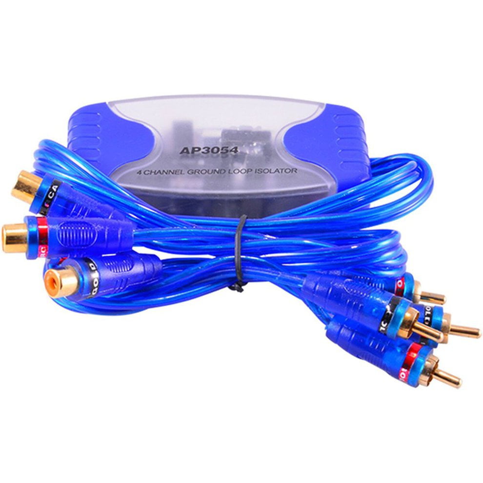 blue JIUY Exquisitely Designed Durable 4-Channel RCA Audio Noise Filter Suppressor Ground Loop Isolator Car Stereo 50W