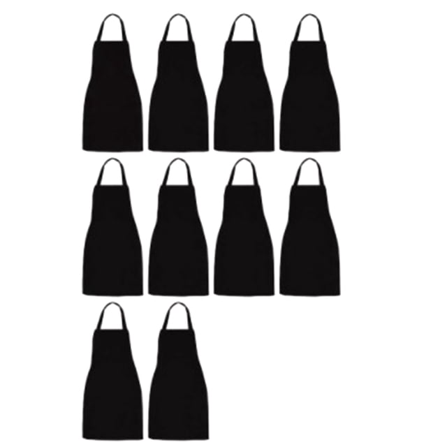 Paquete de 10 Delantales con Pechera - Delantal Negro Unisex una Granel 2 Bolsillos Espaciosos, Lavable MáQuina para la ElaboracióN Dibujos Barbacoa en Cocina
