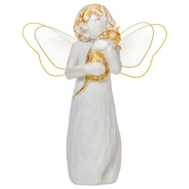 Estatua de ángel de resina pintada interior al dormitorio adornos , Angel Girl 3 Blanco