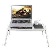 2018 Adjustable Table With Cooling Fan With Mouse Pad Adjustable Foldable Notebook Computer Table Cooler Bed Tray Radiating Cooling Stand With Cooling Fan Mouse Pad, White & Black