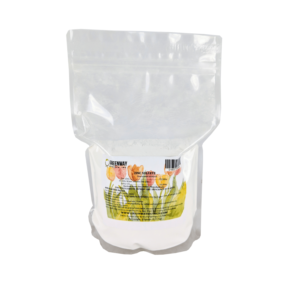 Zinc Sulfate Powder 35.5 Zinc and 16.5 Sulfur "Greenway Biotech Brand" 2 Pounds