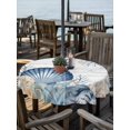 thumbnail image 2 of Outdoor Tablecloth with Umbrella Hole for Patio/Picnic/Party/Camping, Navy Blue Shell Coastal Waterproof Table Cloth Round Cover Washable, Starfish Coral Wooden Ocean Sea (Dia 60"), 2 of 9