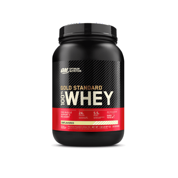Optimum Nutrition Gold Standard 100% Whey Protein Powder, Unflavored, 24g Protein, 2 LB