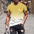 thumbnail image 6 of Hfnxid Mens Big and Tall Top Fashion Graphic Short Sleeve T-Shirt Slim Fit Gradient Crew Neck Tee Summer Classic Breathable Tropical Print Printed Shirts Yellow XXXXXL, 6 of 6