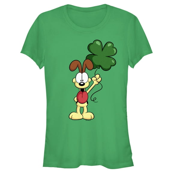 Junior's Garfield St. Patrick's Day Odie Shamrock Balloon Graphic T-Shirt